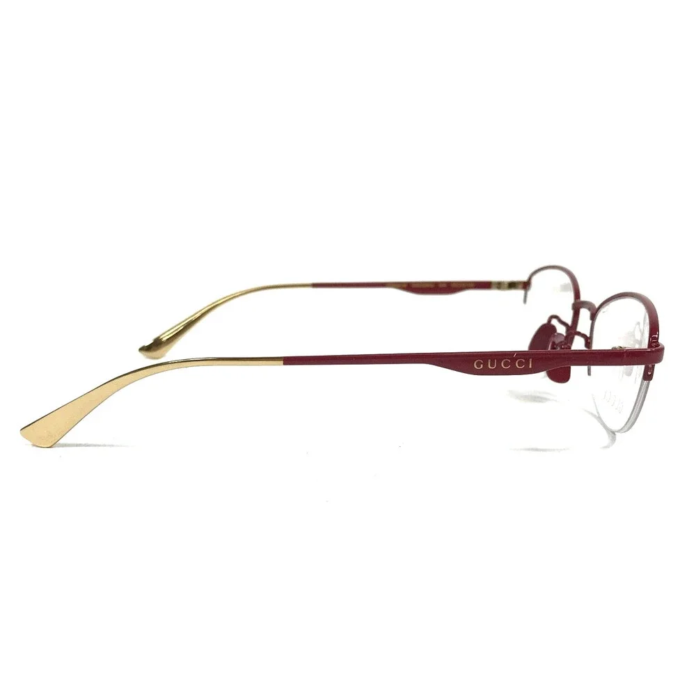 Gucci Eyeglasses Frames GG0339OJ 004 Titanium Red Oval Half Rim 53-19-140